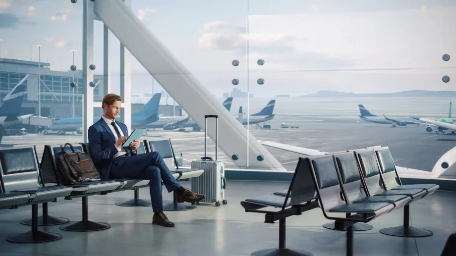 airport-on-phone-travelling